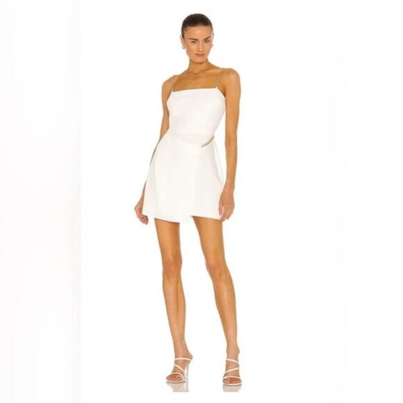 Amanda Uprichard Revolve Mini Asymmetrical Stilla Wrap Dress Chain Size Large - Picture 1 of 8